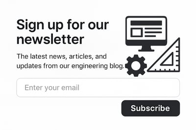 Newsletter signup featuring engineering blog content